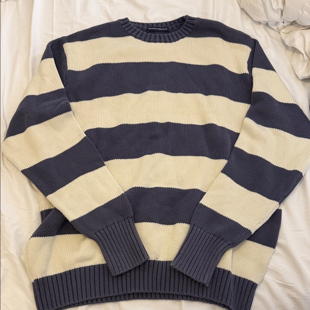 Brandy melville Striped Navy and Cream Sweater